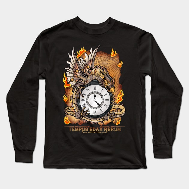 Steampunk Dragon Clockwork Elegance Long Sleeve T-Shirt by Holymayo Tee